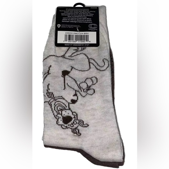 Scooby Doo Crew Socks 2 Pair Men 6-12 Brown Off-White w Collar Logo Mystery NEW! - Picture 3 of 12